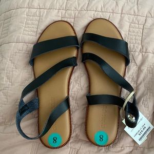 Black Cynthia Rowley flat strap sandals